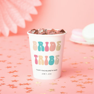 Funky Retro Vintag Bride Tribe Junggeselinnen-Absc Pappbecher