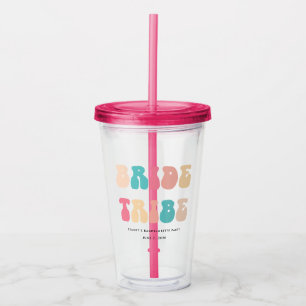 Funky Retro Vintage Braut Tribe Junggesellinnenabs Acryltrinkbecher