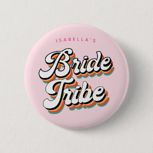Funky Retro Vintage Braut Tribe Junggesellinnenabs Button