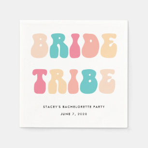 Funky Retro Vintage Braut Tribe Junggesellinnenabs Serviette