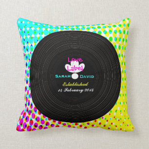 Funky Retro Vinyl Record Thema Hochzeitsgeschenk Kissen