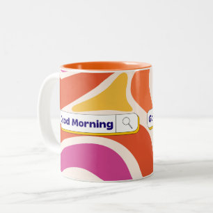 Funky Retro Wave Pattern Gute Morgensuche Bar m Zweifarbige Tasse