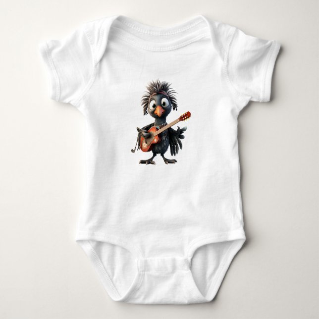 Funky Rocker Bird Baby Strampler (Vorderseite)