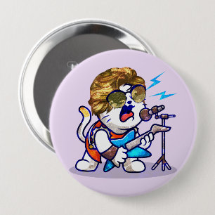 Funky Rockstar Cat - Cool Music Lover Kitty Button