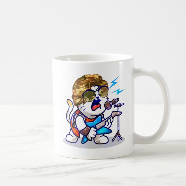 Funky Rockstar Cat - Cool Music Lover Kitty Kaffeetasse (Rechts)