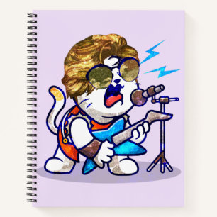 Funky Rockstar Cat - Cool Music Lover Kitty Notizbuch