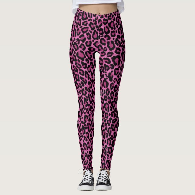 Funky rosa Leopard-Druck-Leggings Leggings (Vorderseite)