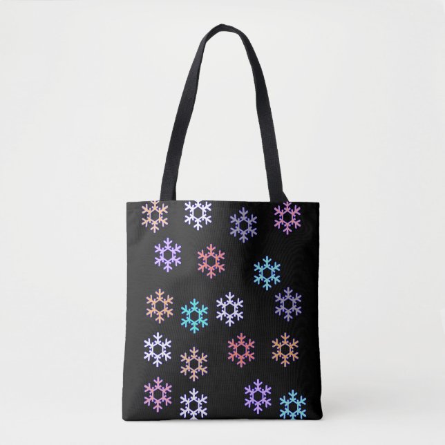 Funky-Schneeflocken überall auf der Drucktasche (Vorderseite)