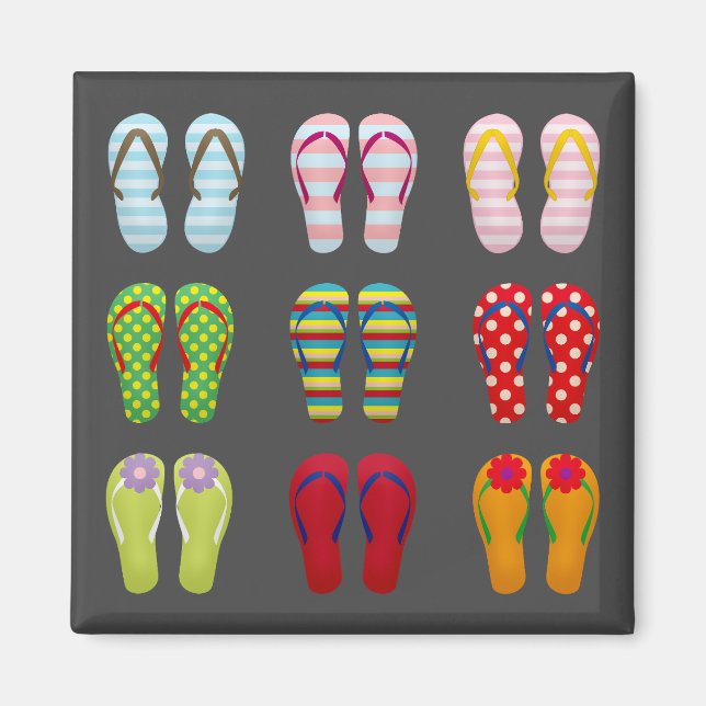Funky Schuhe bunt Summer flip Flops Magnet (Vorne)