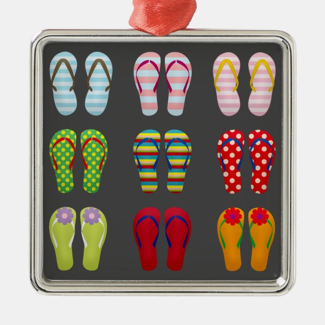 Funky Schuhe bunt Summer flip Flops Ornament Aus Metall (Vorne)