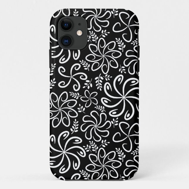 Funky schwarze weiße Blumen iPhone 5 Hülle (Rückseite)