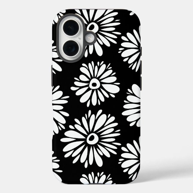 Funky Schwarzweiß-Blume Case-Mate iPhone Hülle (Rückseite)