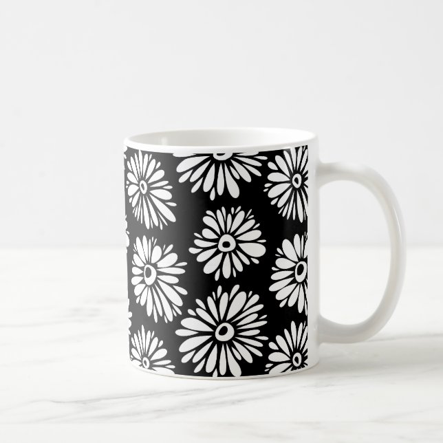 Funky Schwarzweiß-Blume Tasse (Rechts)