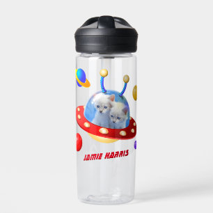 Funky SciFi Katzen Weltraumjunge Astronauten UFO Trinkflasche