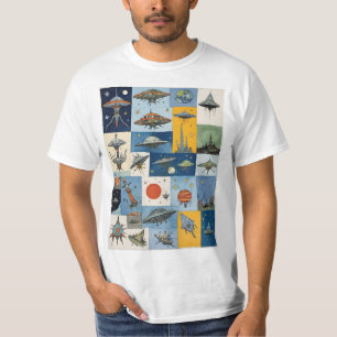 Funky SciFi Retro Alien Spaceships T-Shirt