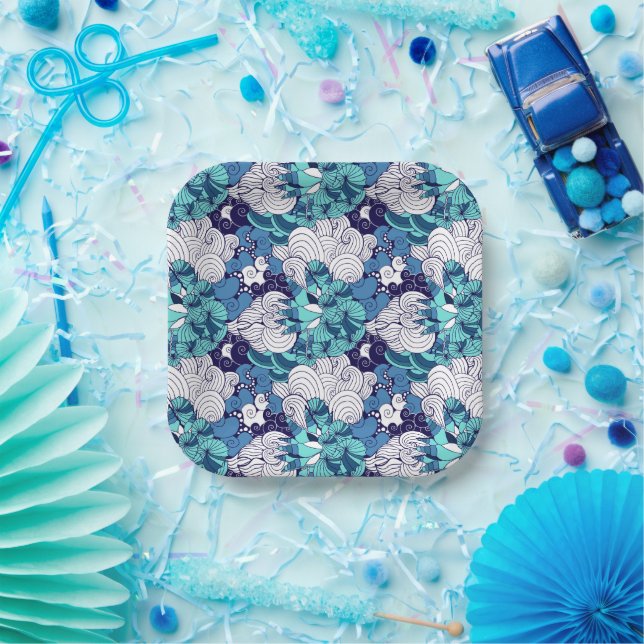 Funky Seashell Pattern Pappteller (Party)