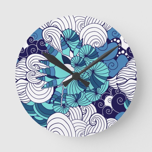 Funky Seashell Pattern Runde Wanduhr (Vorderseite)