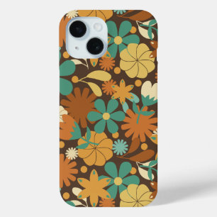 Funky Sixties Retro Flower Power in Braun Case-Mate iPhone Hülle