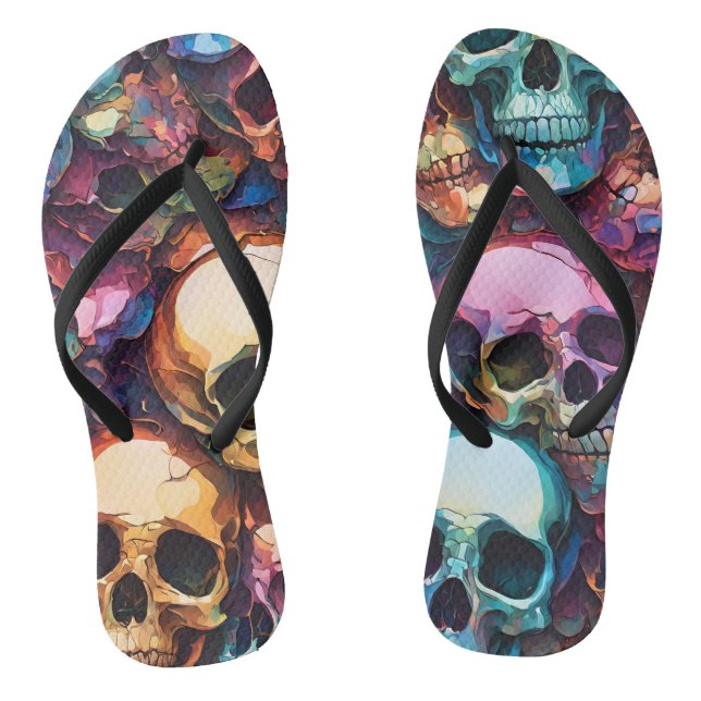Funky Skulls Flip Flops (Fußbett)