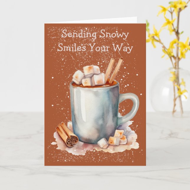 Funky Snowflake Hot Chocolate Winter Card Karte (Gelbe Blume)