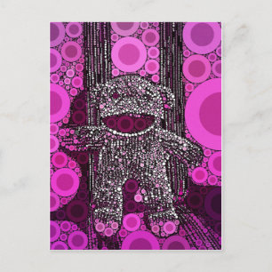 Funky Sock Monkey Circles Bubbles Pop Art Postkarte
