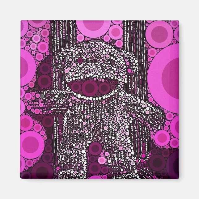 Funky Sock Monkey Circles Pop Art Magnet (Vorne)