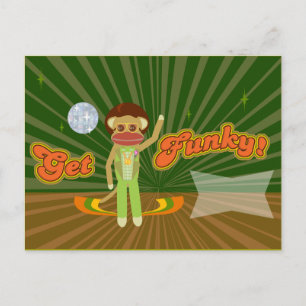 Funky Sock Monkey im Custom-Stil Postkarte