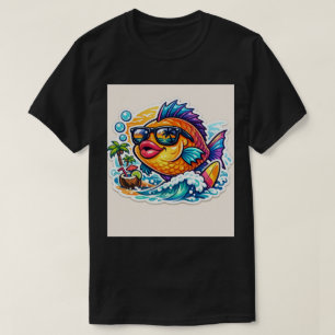 Funky Sonnenbrille Fisch: Cooler Sommer Ozean Aufk T-Shirt