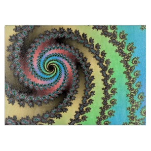 Funky Spiral Pastel Rainbow Fraktal Schneidebrett