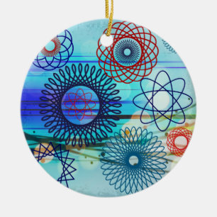 Funky Spirograph Geometric Muster Blue Design Keramik Ornament