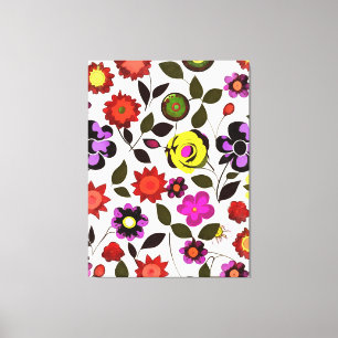Funky Spring Flowers Seventies Style Leinwanddruck