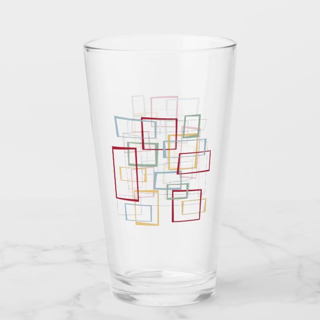 Funky Squares Mid Century Red Blue Green Yellow Glas (Vorderseite)