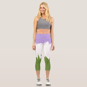 Funky Stacheliges Zickzack-Abstraktes Genderqueer- Capri Leggings