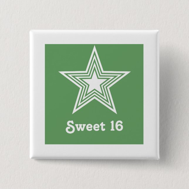 Funky Star Sweet 16 Button, Kelly Green Button (Vorderseite)