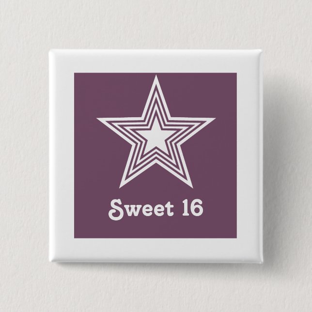 Funky Star Sweet 16 Button, Lila Button (Vorderseite)