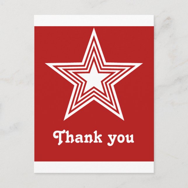 Funky Star Sweet 16 Flat Dankeschön Note Card, Red Postkarte (Vorderseite)