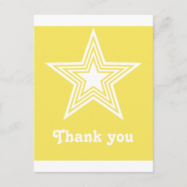 Funky Star Sweet 16 Flat Vielen Dank Notecard Gelb Postkarte (Vorderseite)