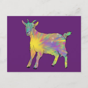 Funky Sternexplosion Goat Colorful Süße Tier Art Postkarte