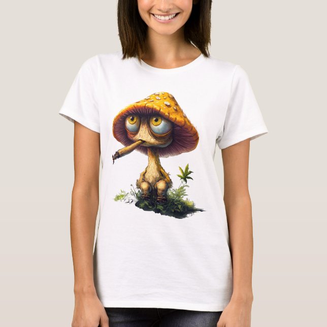 Funky Stoned Mushroom Cartoon T-Shirt (Vorderseite)