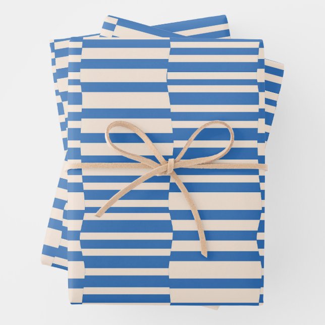 Funky Stripes in Ivory und Blue Geschenkpapier Set (Beispiel)