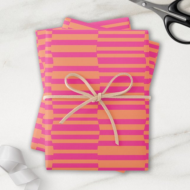 Funky Stripes Rosa und Orange Geschenkpapier Set (Von Creator hochgeladen)