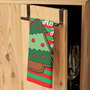 Funky Stripes und Weihnachtsbaum Geschirrtuch