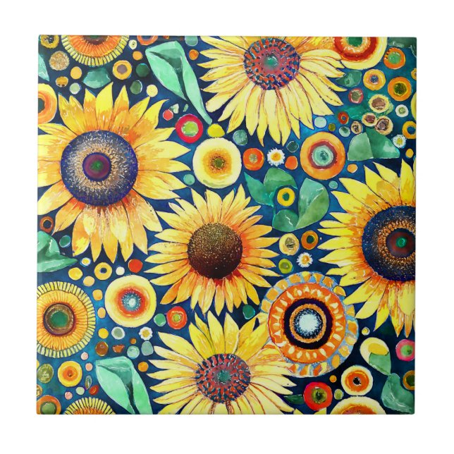 Funky Sunflowers Tile Fliese (Vorderseite)