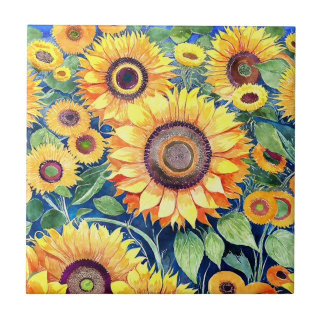 Funky Sunflowers Tile Fliese (Vorderseite)