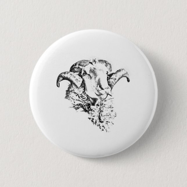 Funky süßes Schaf-Ram Button (Vorderseite)