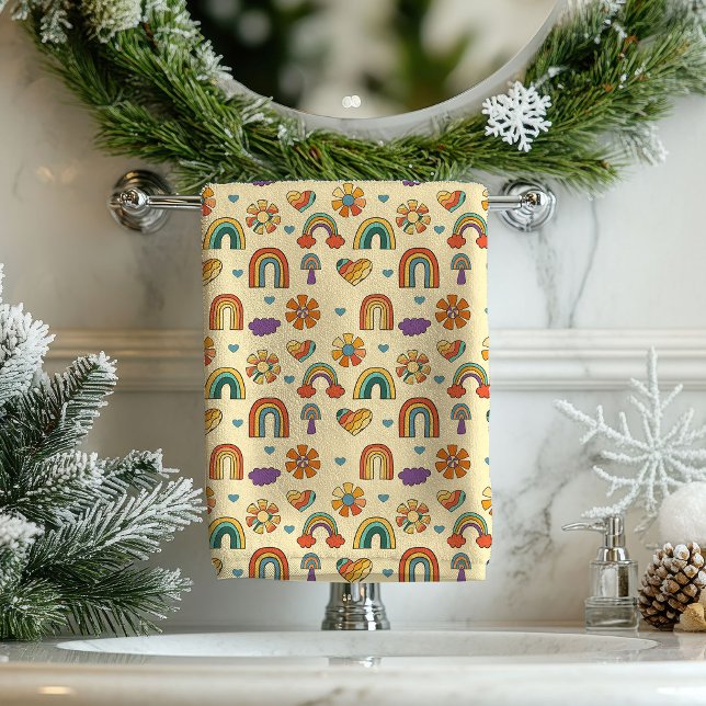 Funky Swirl Towel Groovy Boho Bathroom Decor Badhandtuch Set (Funky Swirl Towel Groovy Boho Bathroom Decor)