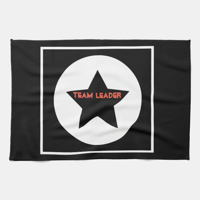 Funky Teamleiter Star Black und White Geschirrtuch (Horizontal)