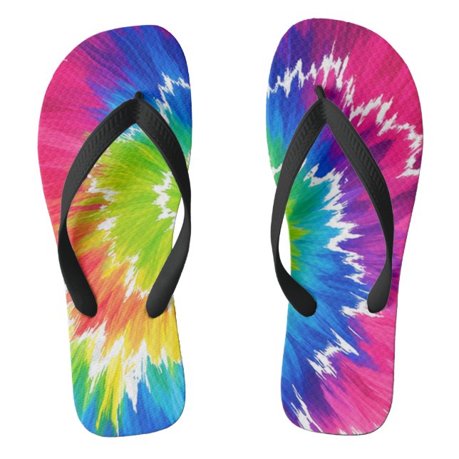 Funky Tie Dye Schlappen Flip Flops (Fußbett)