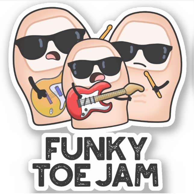 Funky Toe Jam Funny Music Pun Aufkleber (Vorderseite)