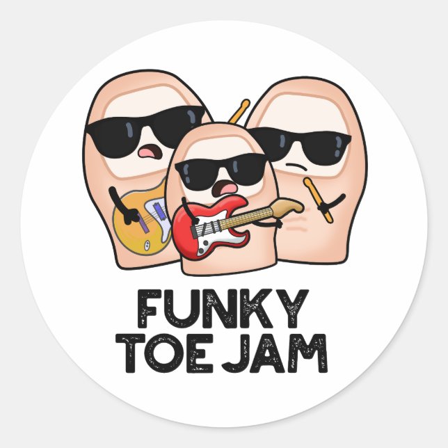 Funky Toe Jam Funny Music Pun Runder Aufkleber (Vorderseite)